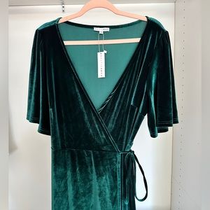 Emerald Green Velvet Wrap Dress by Baltic Born